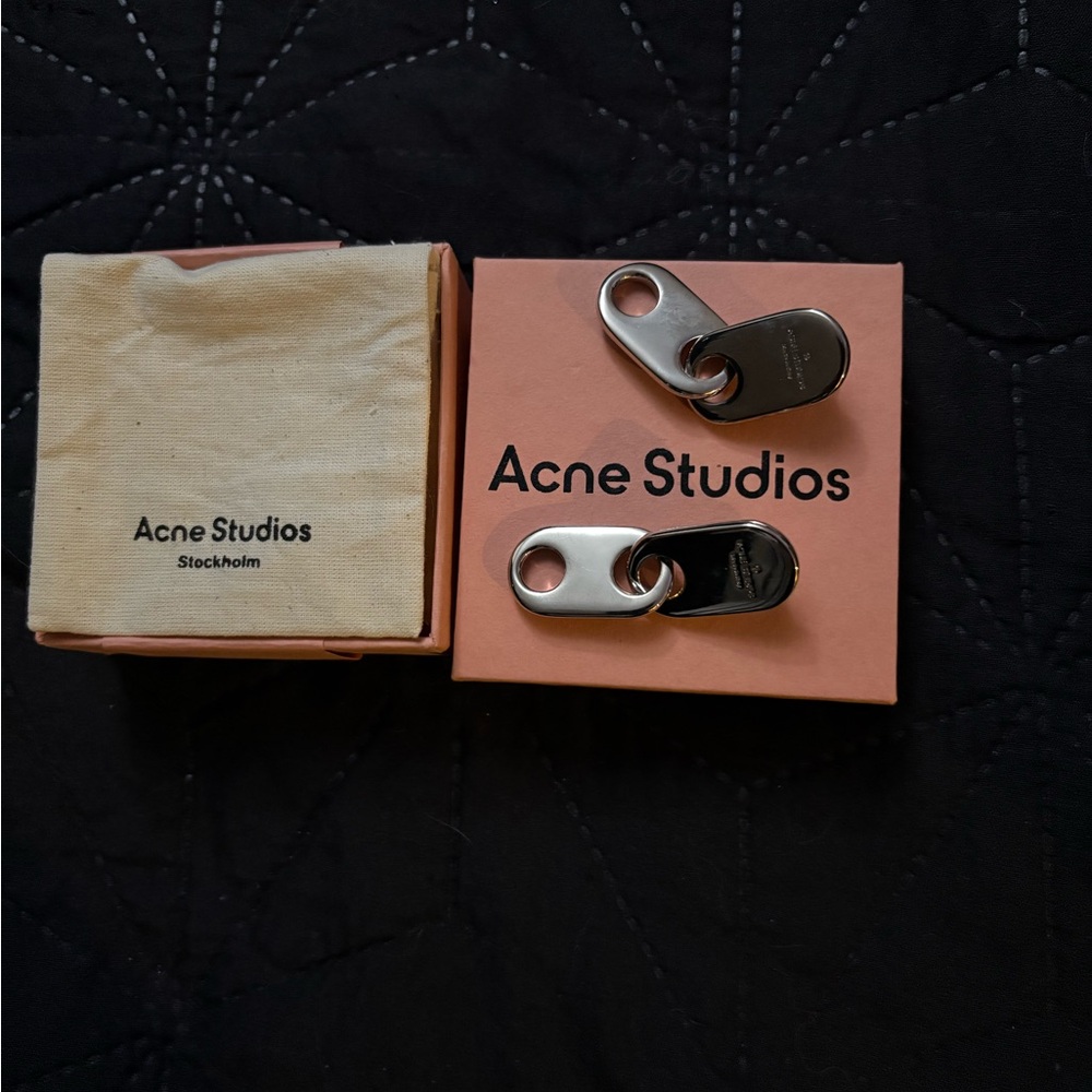Acne Studios Silver Chain Lock Logo Drop earrings